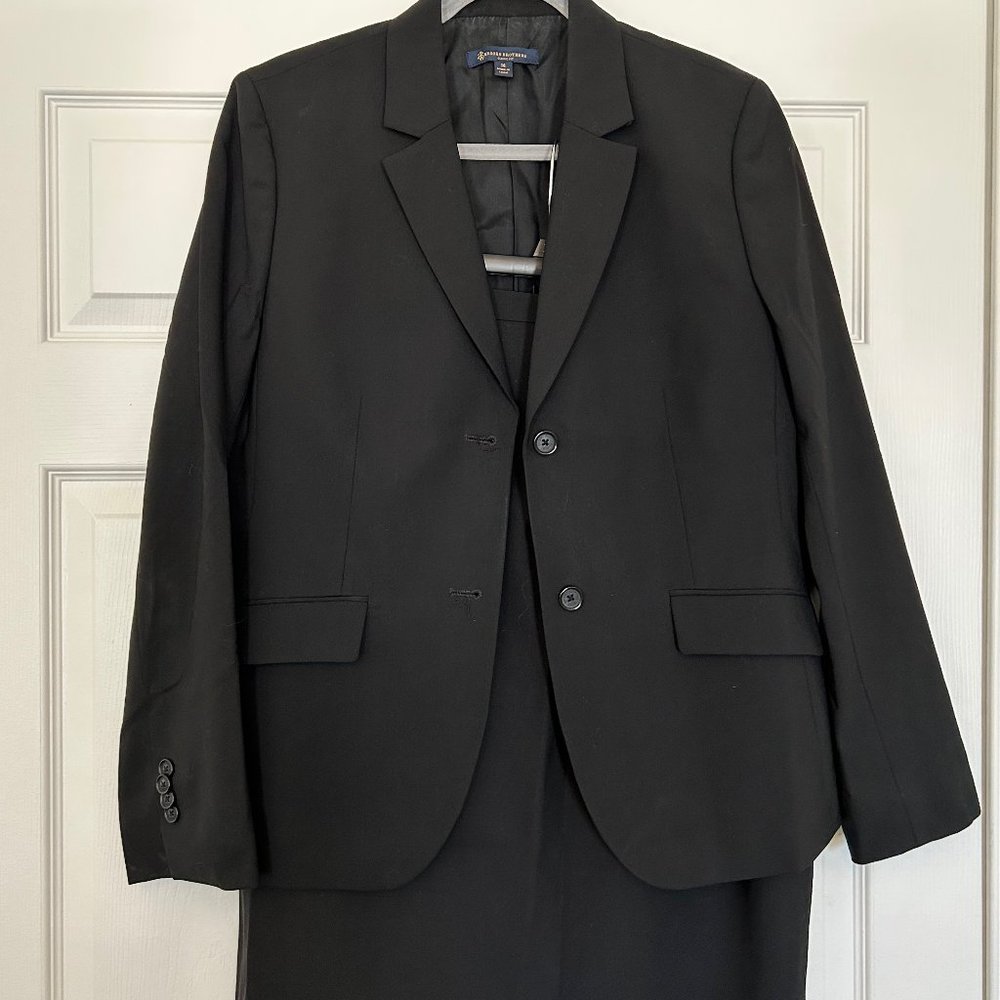 Brooks Brothers, Black, tellengo skirt suit set, size 14